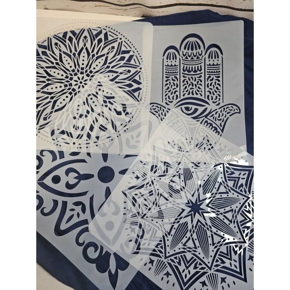 15-Piece Large Craft Stencil Lot Mandala Floral Boho Reusable Stencils